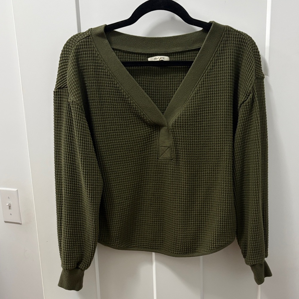 Madewell Olive Waffle Knit Top